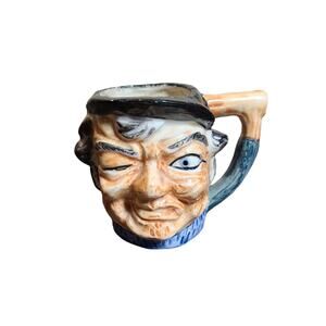 Vintage Toby Mug Hand Made Painted England Small Winking Face Collectible 3 Inch